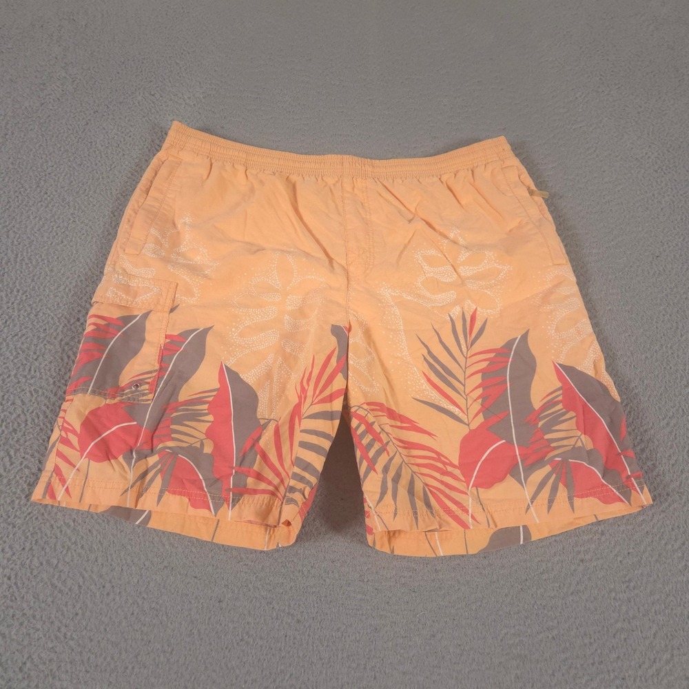 Tori Richard Shorts Mens XL Orange Palm Leaf Mesh Lined Cargo Summer Swim Trunks